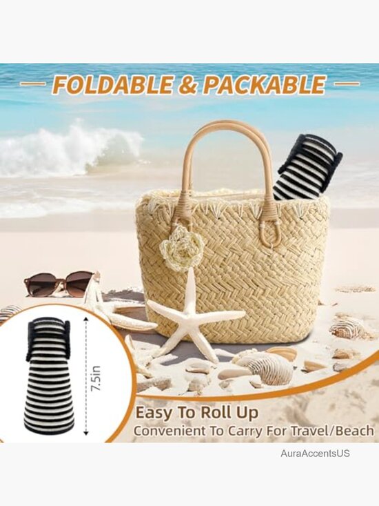 Wide Brim Straw Sun Visor UPF 50+ Foldable Beach Hat main image 6